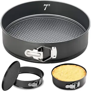 Springform Pan, 7 Inch Springform Cake Tins, Round Cake Tin with Removable Bottom, Non-Stick Cheesecake Tins Baking Cake Pan for Restaurants, Kitchen, Black