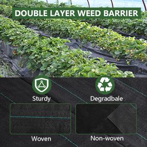 GARVEE Woven Landscape Fabric 5.8oz, GARVEE 4 x 100FT Weed Fabric Barrier, Double Layer, Garden Fabric Weed Barrier, Weed Control Fabric Ground Cover, Gardening Mat for Garden Beds, Landscaping