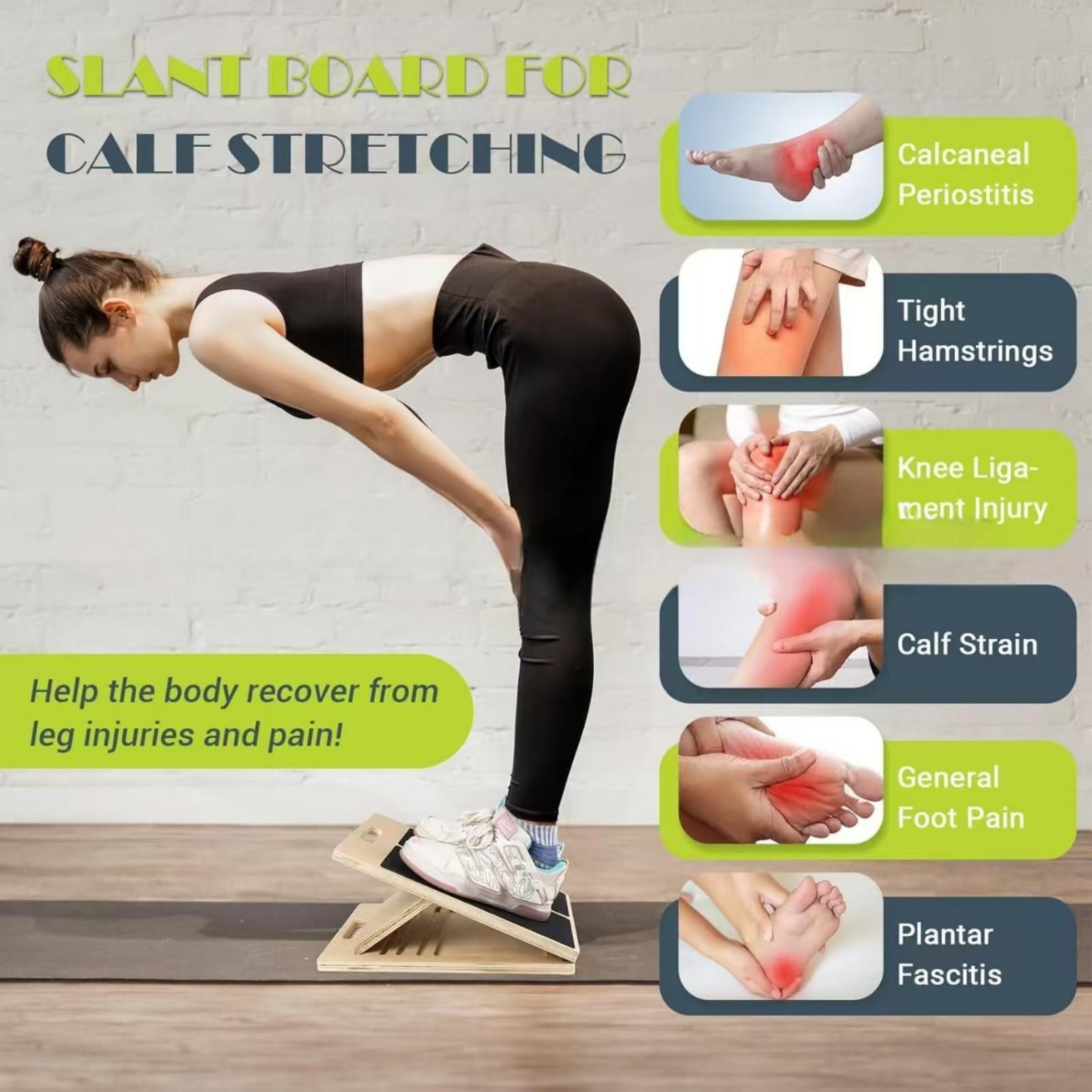 Homhut Adjustable Incline Wooden Slant Board Calf Stretcher Squat Wedge Ankle Heel Feet Leg Exercise Stretching Fitness Home Gym Equipment for Yoga Pilates Mobility Recovery