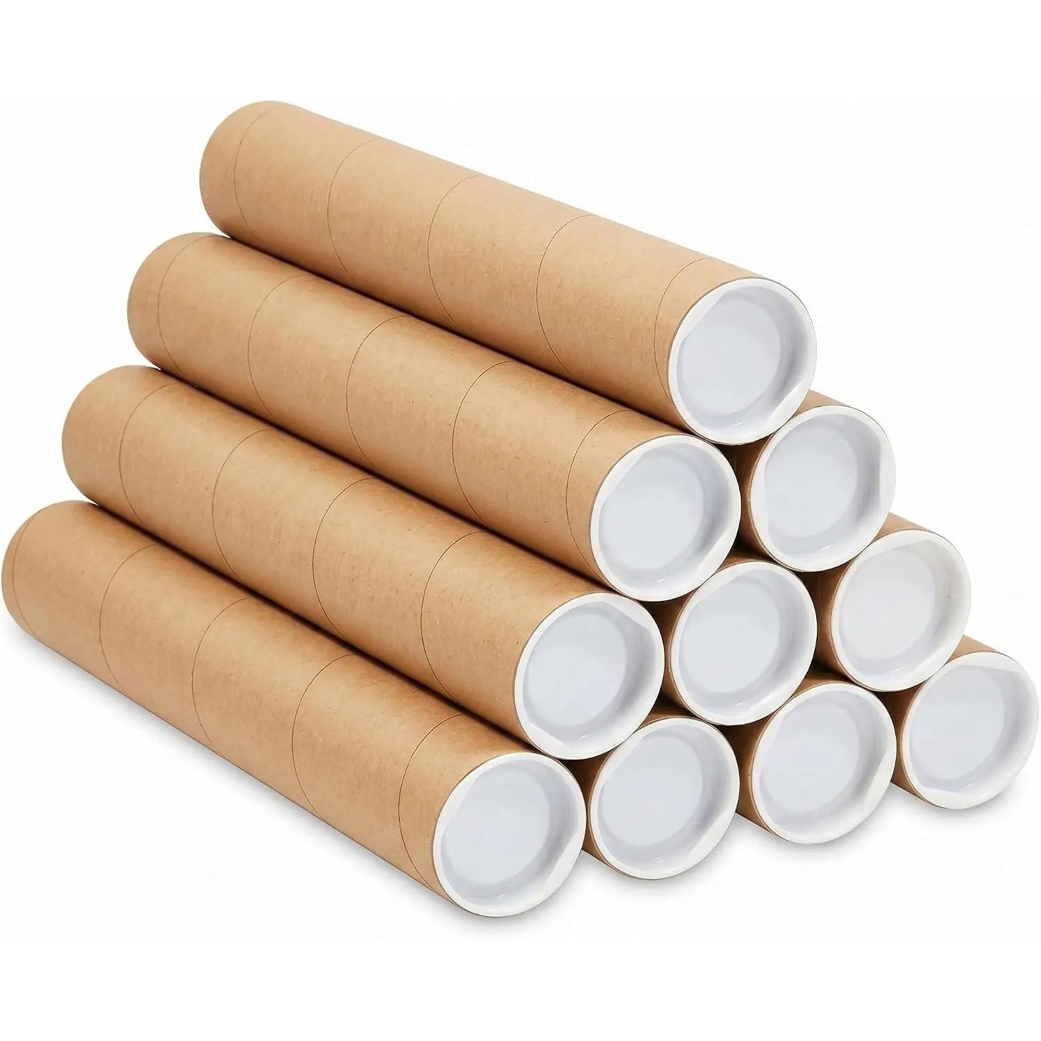 12-Pack Mailing Tubes with Caps 2x15-Inch | Kraft Cardboard Poster Tubes, Essential for Safely Shipping Documents, Posters, Artwork, and other Delicate Items.