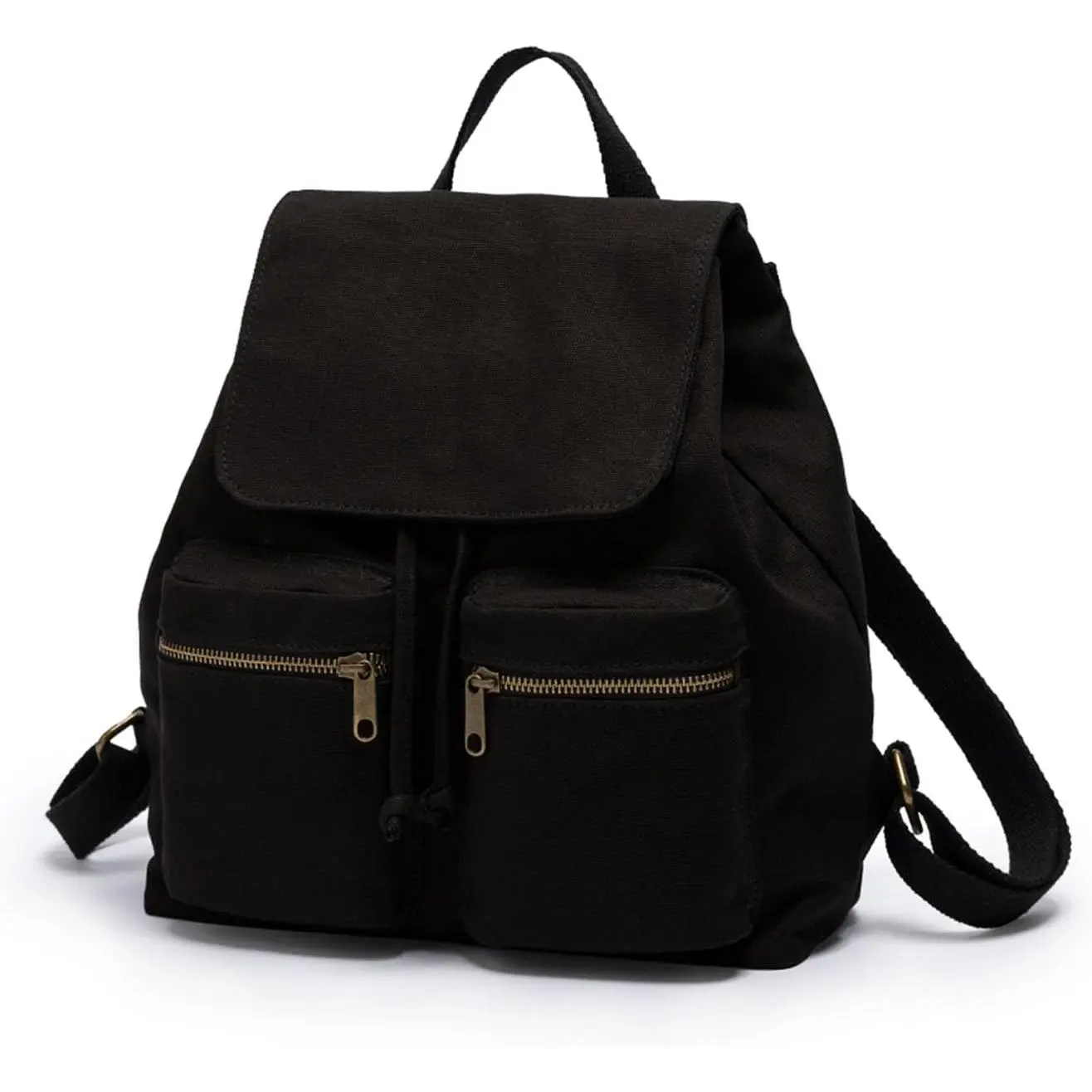 Pure Color Casual Canvas Bag Backpack Korean Style Drawstring College Style Travel Backpack Women