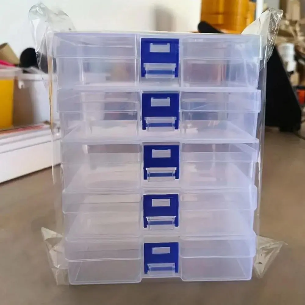5Pcs Translucent Plastic Dustproof Hardware Accessories Storage Box Fishing Tackle Box, Jewellery Box Handmade Sewing Accessories Storage Grocery Box, Hangable Cosmetic Beading Sorting Box Toolbox