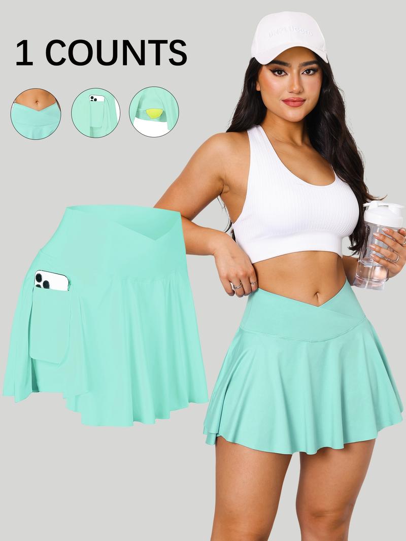 Women's Solid Color Pleated Skirt, Casual Sporty Mini Skirt for Tennis Golf Workout, Ladies Bottoms for All Seasons Tennis Attire