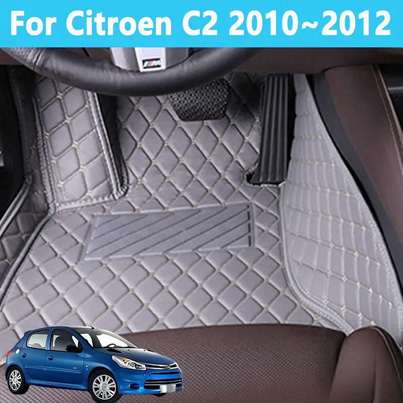 LHD PU leather car floor mats for Citroen C2 2010~2012，durable and easy to clean Removable specialized leather floor mats Provide anti-stain protection for car interiors suitable for use all year round They are not available for sale in the UK