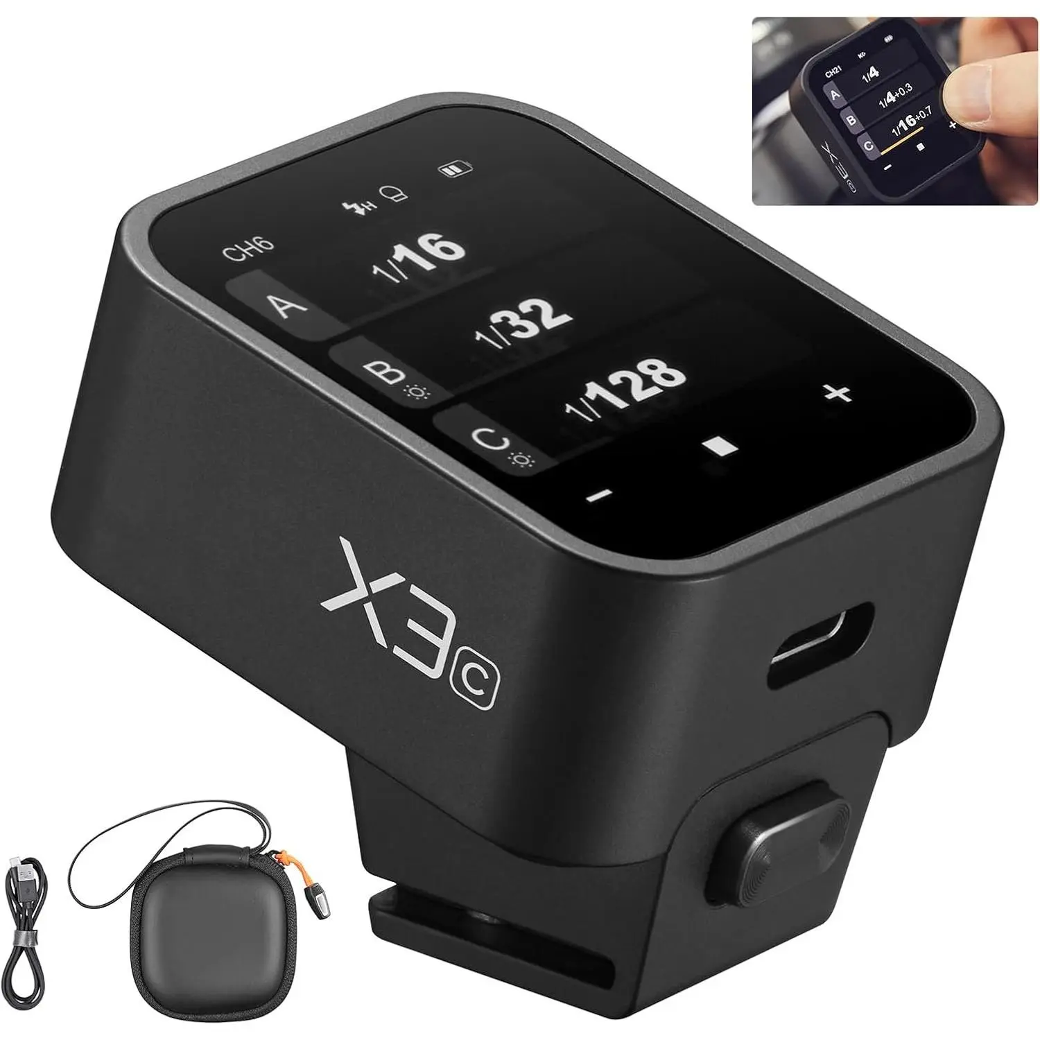 X3C X3 C X3-C TTL  Flash Trigger Compatible for  Camera, OLED Touchscreen Flash Transmitter,-in +Quick Charge(Upgrade Version of X2T-C/Xpro-C/XProII-C)
