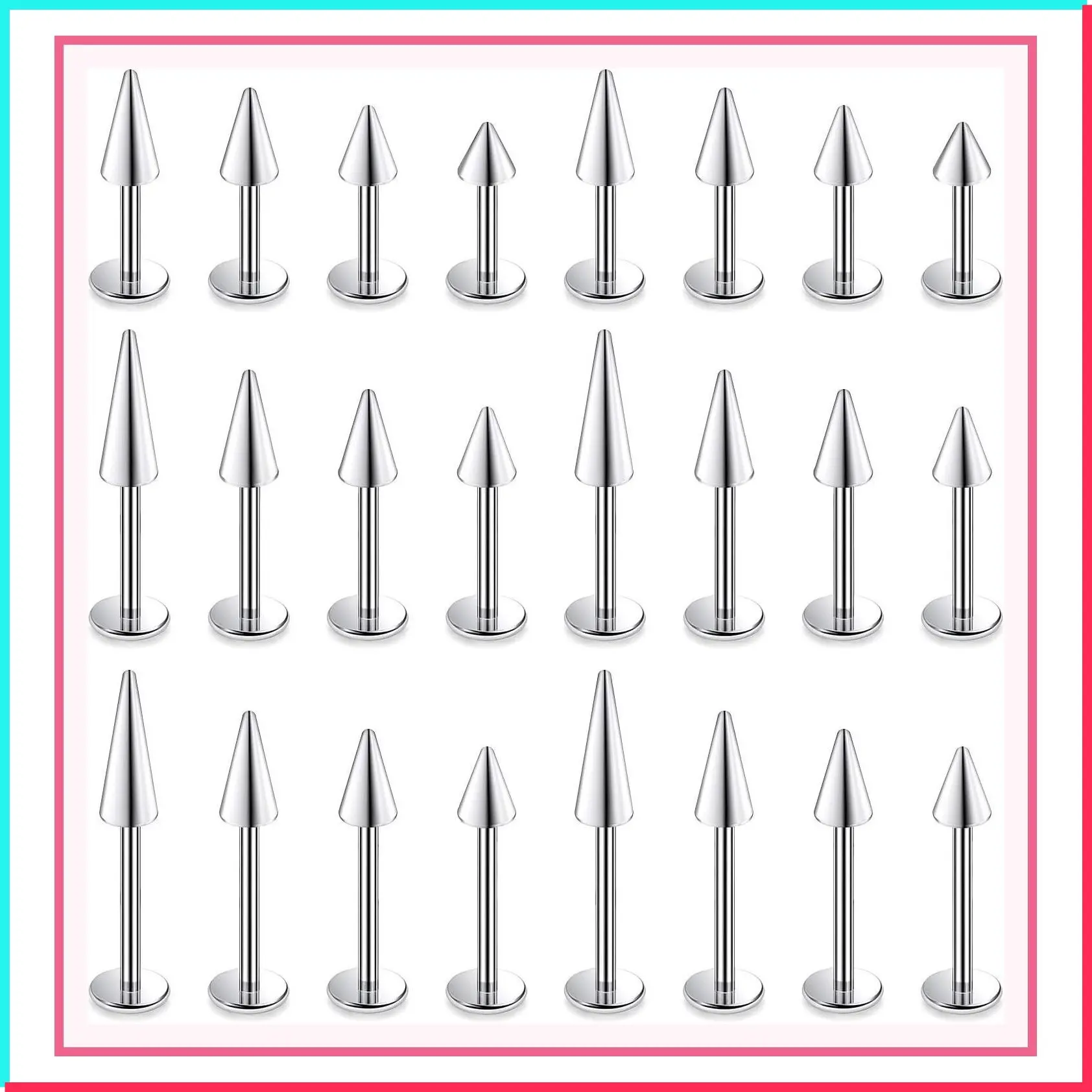 Surgical Steel Flat Back Earrings Nose Studs Snake Bite Spike Tragus Forward Helix Conch Cartilage Lobe Medusa Labret Monroe Lip Ring Piercing Jewelry for Women Men