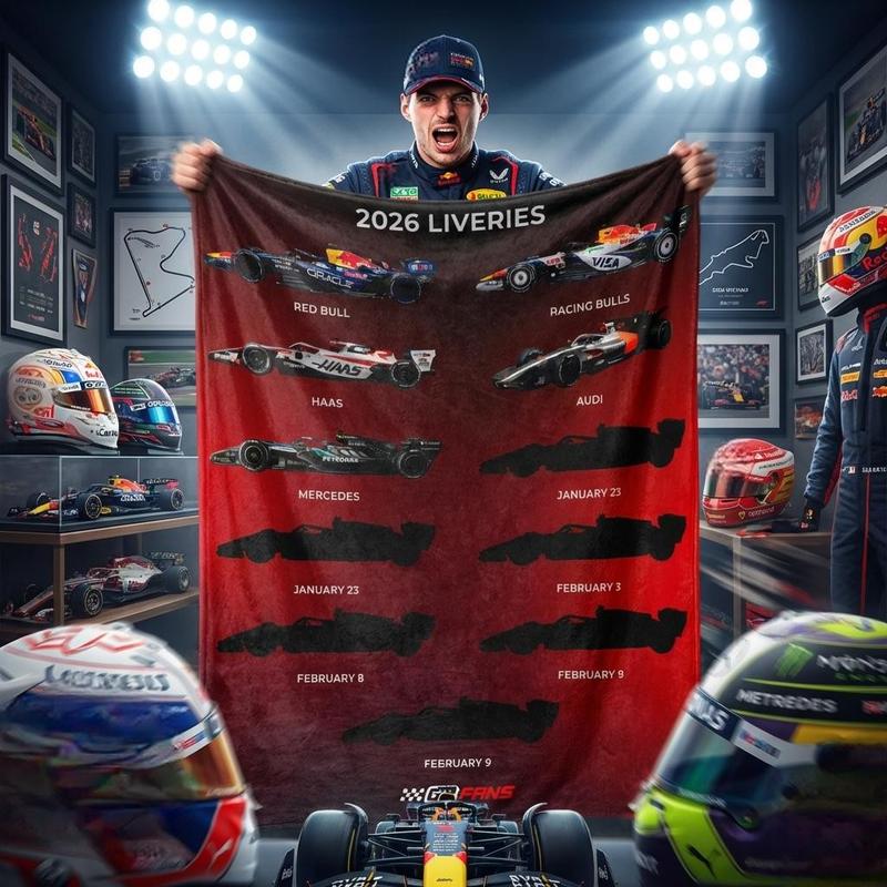 2026 Season F1 Paint Reveal Flannel Blanket, Racing Silhouette Design, Ultra-Soft Plush Throw for F1 Fans & Game Room Decor, Perfect Gift