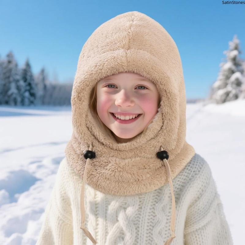 Winter Balaclava & Neck Warmer Hat for Kids Ages 3-10 Windproof Thermal Full Face Mask with Detachable Hood Collar Soft Fleece Ideal for Skiing Snow Outdoor Winter Sports & Daily Wear