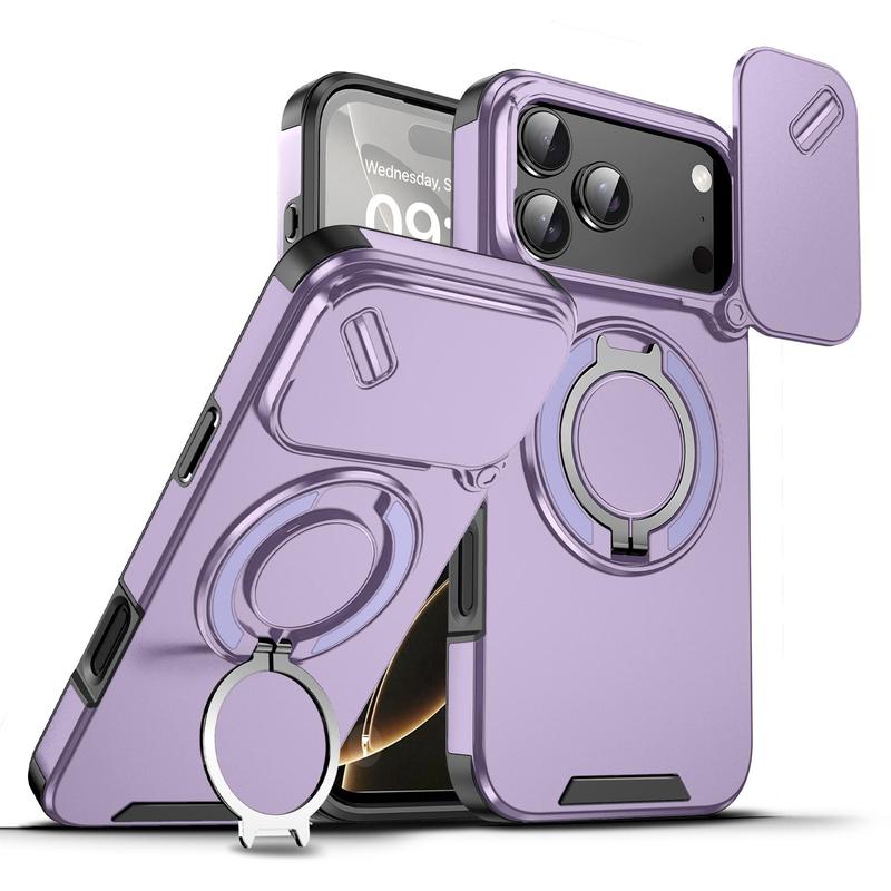 OREKROY Case For iPhone 17 Pro Max 17 Air 17 Pro 17 16 15 14 Plus 13 12 with Slide Camera Lens Protection Cover,360 Rotating Ring Kickstand MagSafe Magnetic Holder Military Grade Shockproof Protective Phone Cover