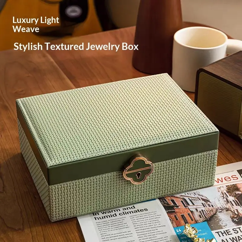Luxury Jewelry Box, Stylish Design, Large Capacity PU Leather Case for Earrings, Necklaces, Rings, High-End Accessories Organizer