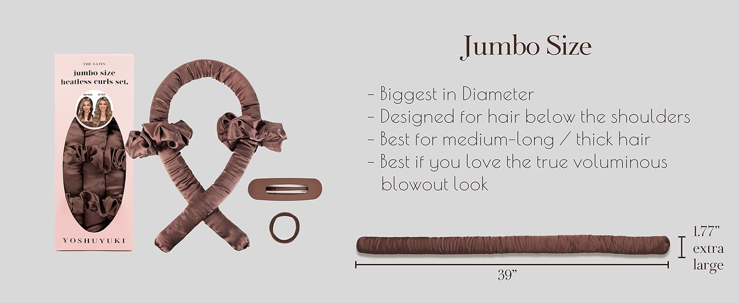 Heatless Curls Overnight Hair Curler to Sleep In Soft Large Jumbo Hair Rollers Flexi Rods for Long Hair Blowout Look Big Curl, No Heat Overnight Curls Satin Heatless Curling Rod Set with Claw Clip