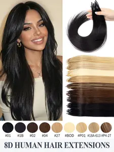 8d Micro Link Hair Extensions Human Hair Micro Bead Hair Extensions Straight Human Hair Ash Blonde Highlighted Bleach Blonde 50 Strands Nano Ring Invisible Mini Silicon Beads Microlink Hair Extensions