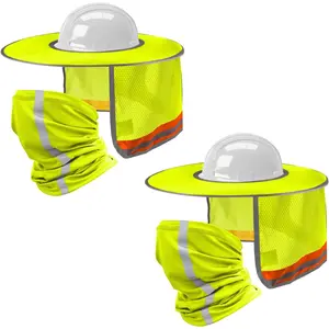 4Pcs Ice Silk Breathable UV Block Full Brim Mesh Sun Shield & Neck Gaiter with Reflective Strips, Reusable 0.55 lbs Outdoor Partner for Gardening, Cycling