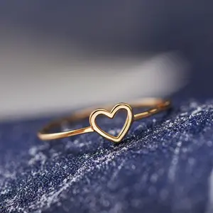 's Minimalist Open Heart Ring - Hollow Out Love & Commitment, Wedding/Anniversary, Valentine's Gift, French Style Adjustable Fit (No Gemstones)
