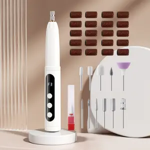 Electric Nail File Grinder, Dual-Function Nail Polish Buffer, Fast Grinding + Bright LED, 12 Attachments, 3 Speeds, Type-C Charging, Gift