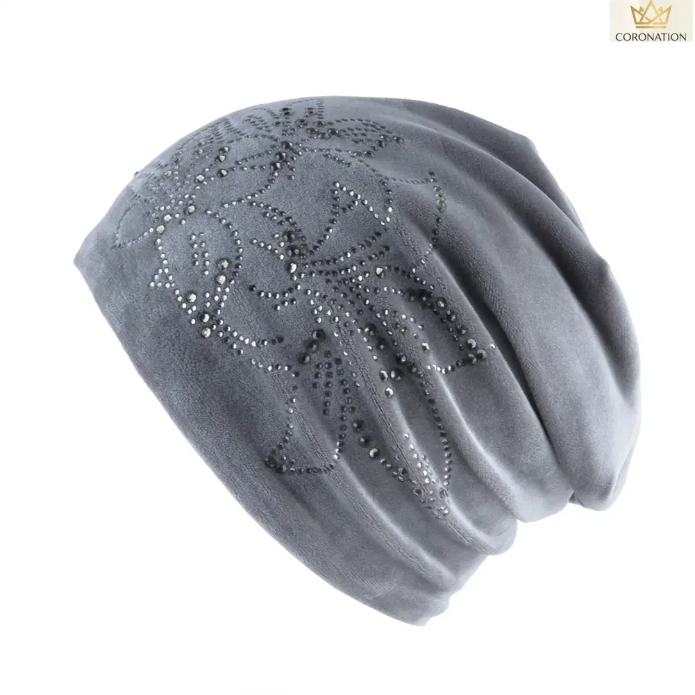 Rhinestone Winter Beanie for Women & Men, Sparkly Knit Skull Cap, Soft Warm Stretchy Hat, Solid Color Fleece-Lined Winter Cap for Skiing, Snow Days, Outdoor Travel & Everyday Wear