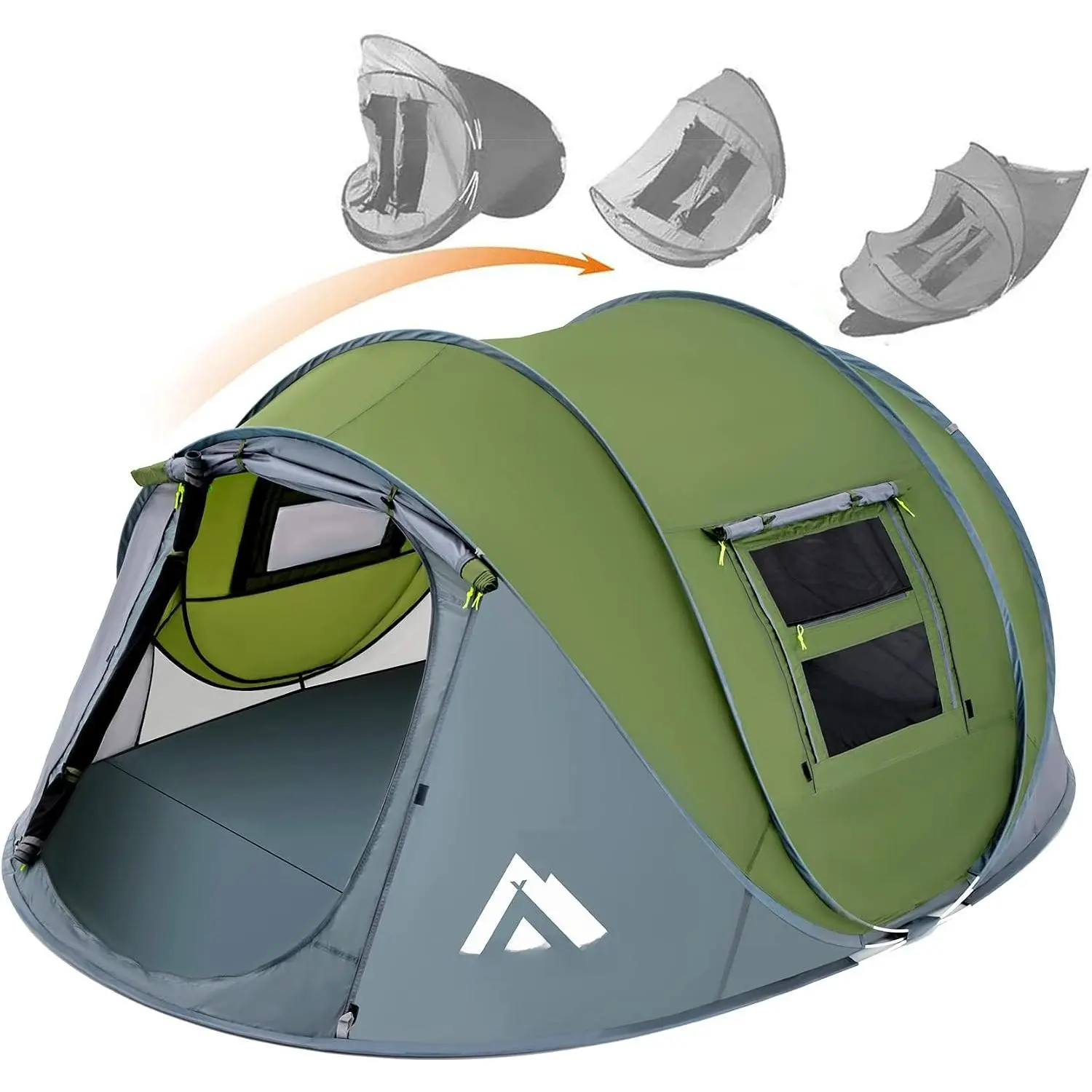 4 Person Easy Pop Up Tent  Automatic Setup 2 Doors- Family Tents for Camping Hiking & Traveling