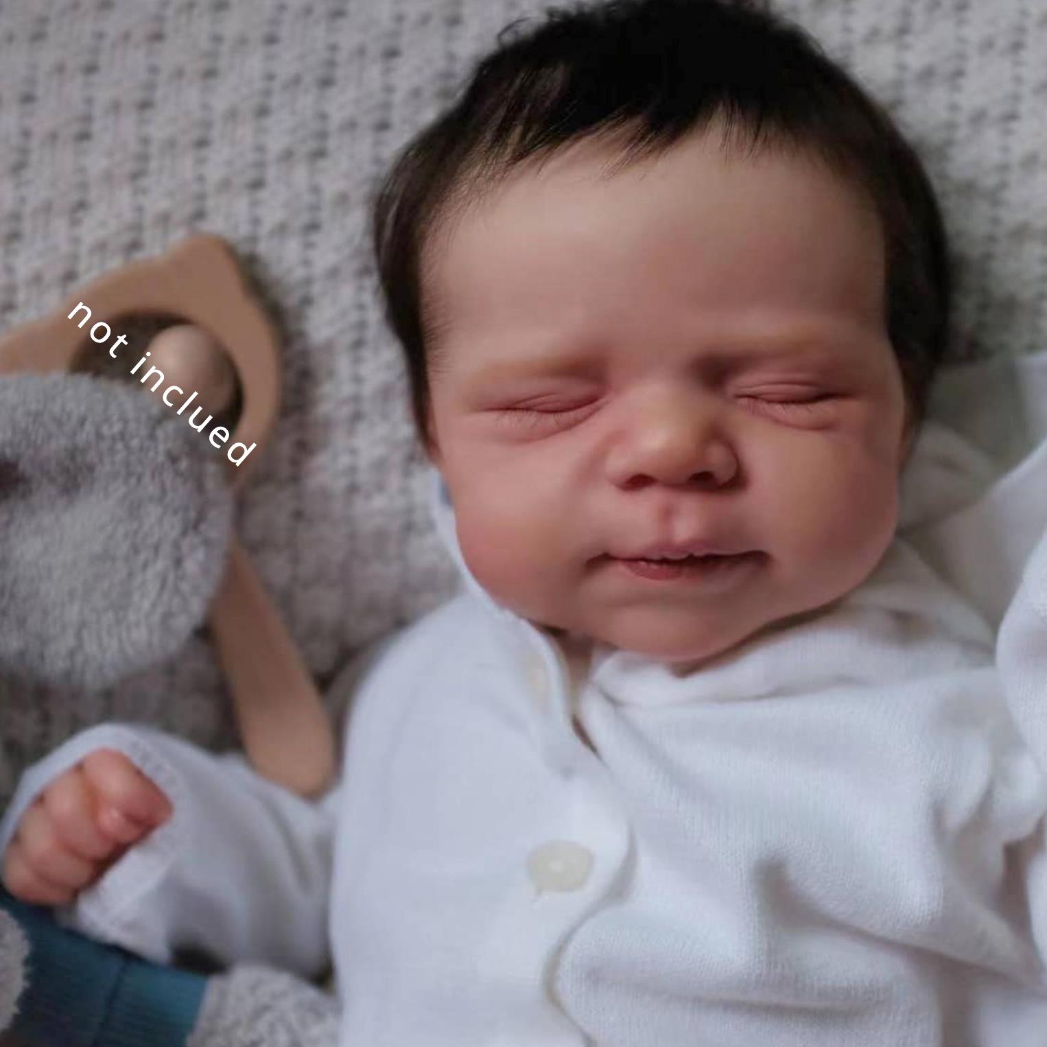 A complete set for the baby 3D Painted Skin Visible Veins 48cm Soft Touch Fabric Body Soft Silicone 19inch Sleeping Newborn Baby Doll Toy for Girls Realistic Gift for Halloween and Christmas