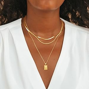 14K Gold Plated Layered Necklace Set, Stackable Choker for Women - Trendy Cuban Chain, Pearl Cross Pendant, Herringbone & Paperclip Chains| Adjustable Minimalist Jewelry Gift for Valentine's/Birthday/Graduation