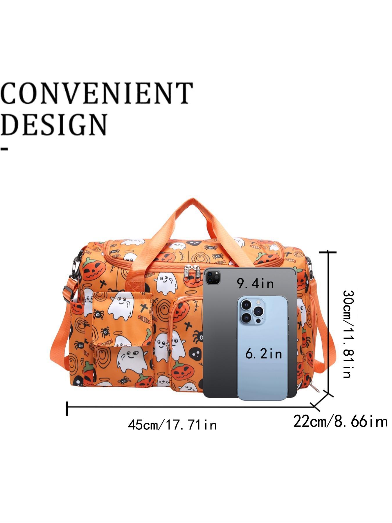 Unisex Bat Pattern Travel Bag, 2025 Halloween Large Capacity Duffel Bag with Wet Bag Shoe Compartment, Lightweight Carry-On Luggage Bag for Sports Fitness, Yoga, Travel Duffle Bag