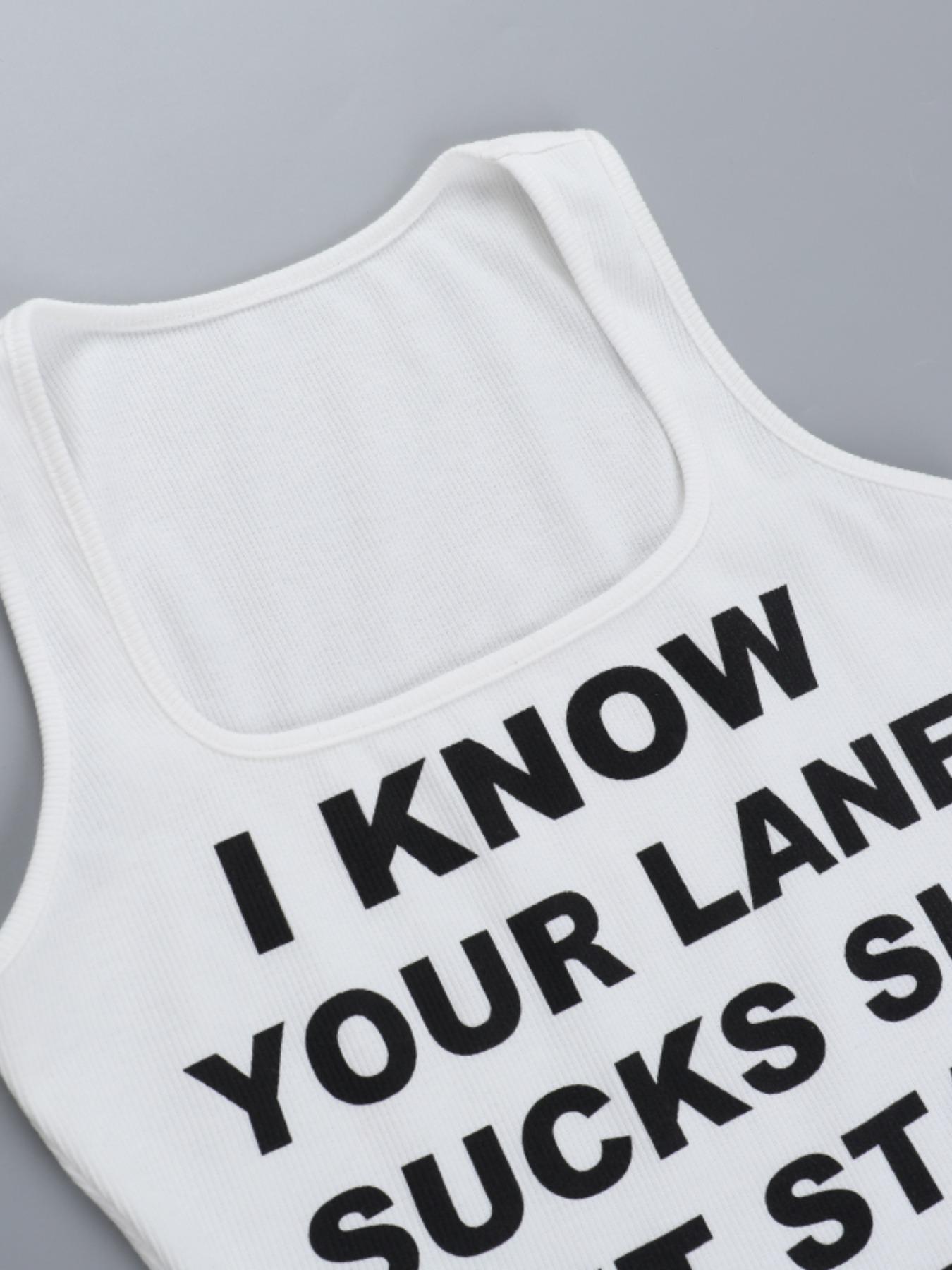 Women's Letter Print Tank Top, Casual Sleeveless Top for Summer, Ladies Clothes for Daily Wear, Womenswear