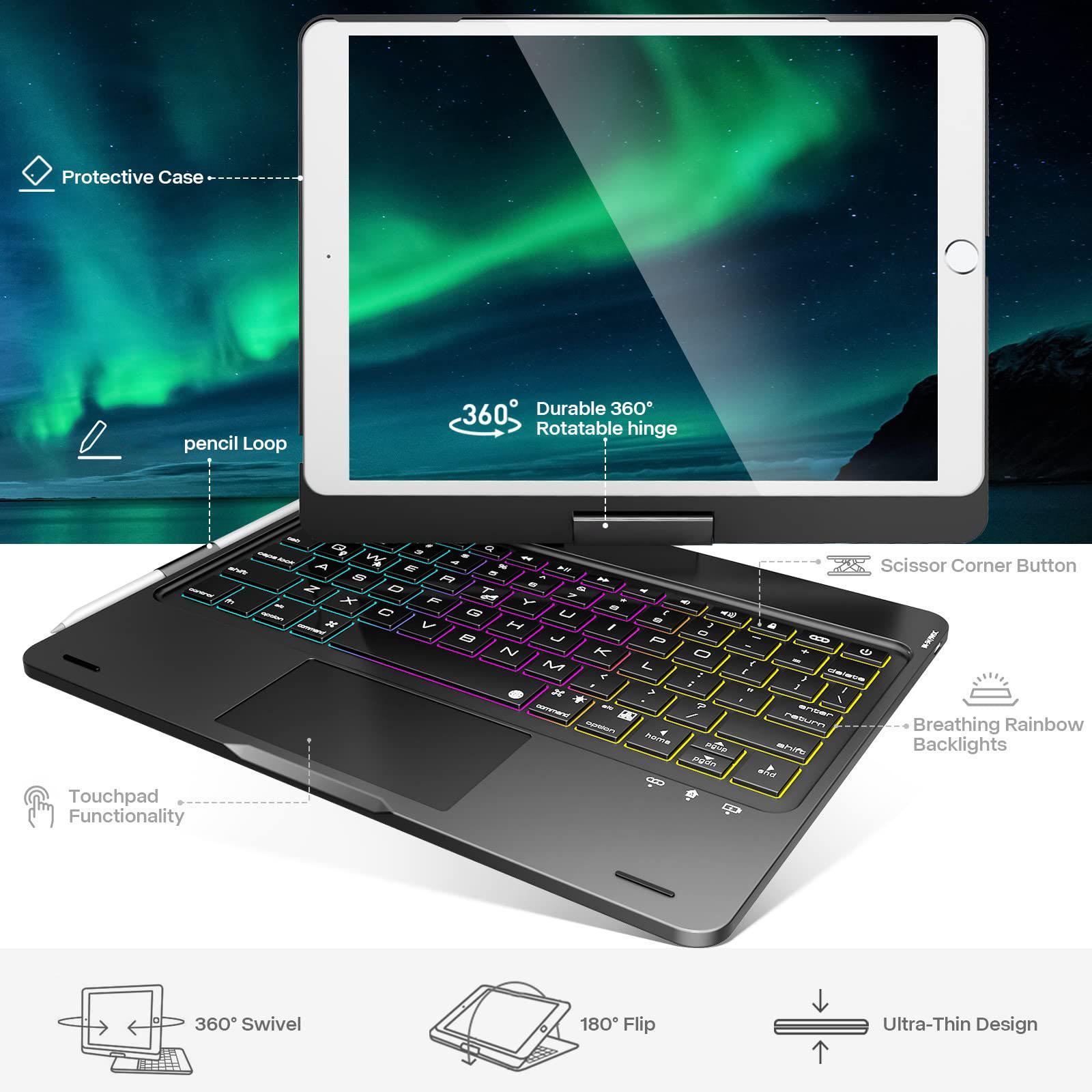 Multi-touch Tablet Keyboard Case, Portable Business Keyboard, Multifunctional Keyboard, Click-anywhere Trackpad, Keyboard with Touchpad, Suitable For iPad 10.2-inch(7/8/9 generation - 2019, 2020, 2021)-10.5 iPad Air3/Pro(2019/2017)