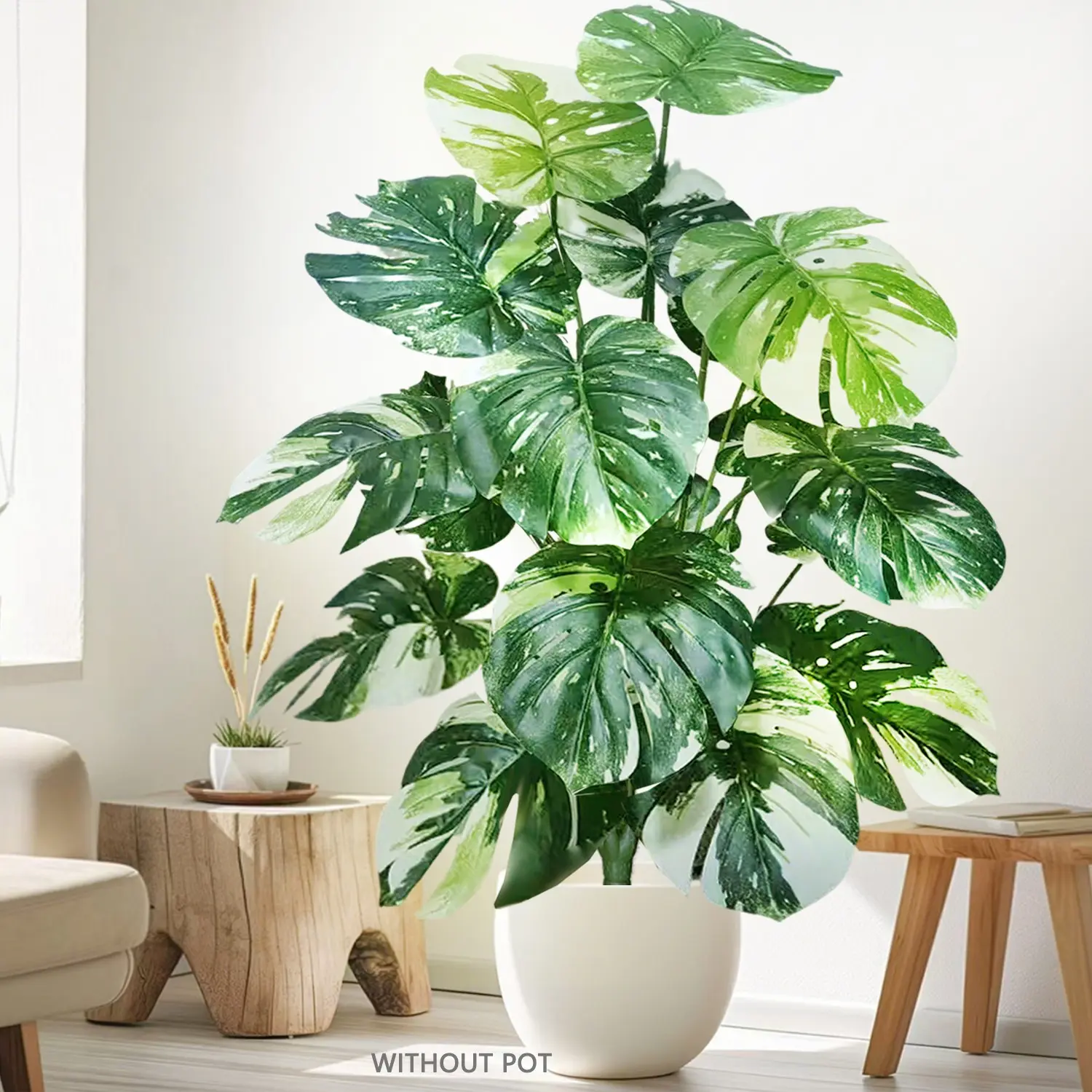 Artificial Monstera Plant, Dense Leaves, Indoor Outdoor Decor, Durable Plastic, No Maintenance, Perfect for Weddings, Restaurants, Home Gardens