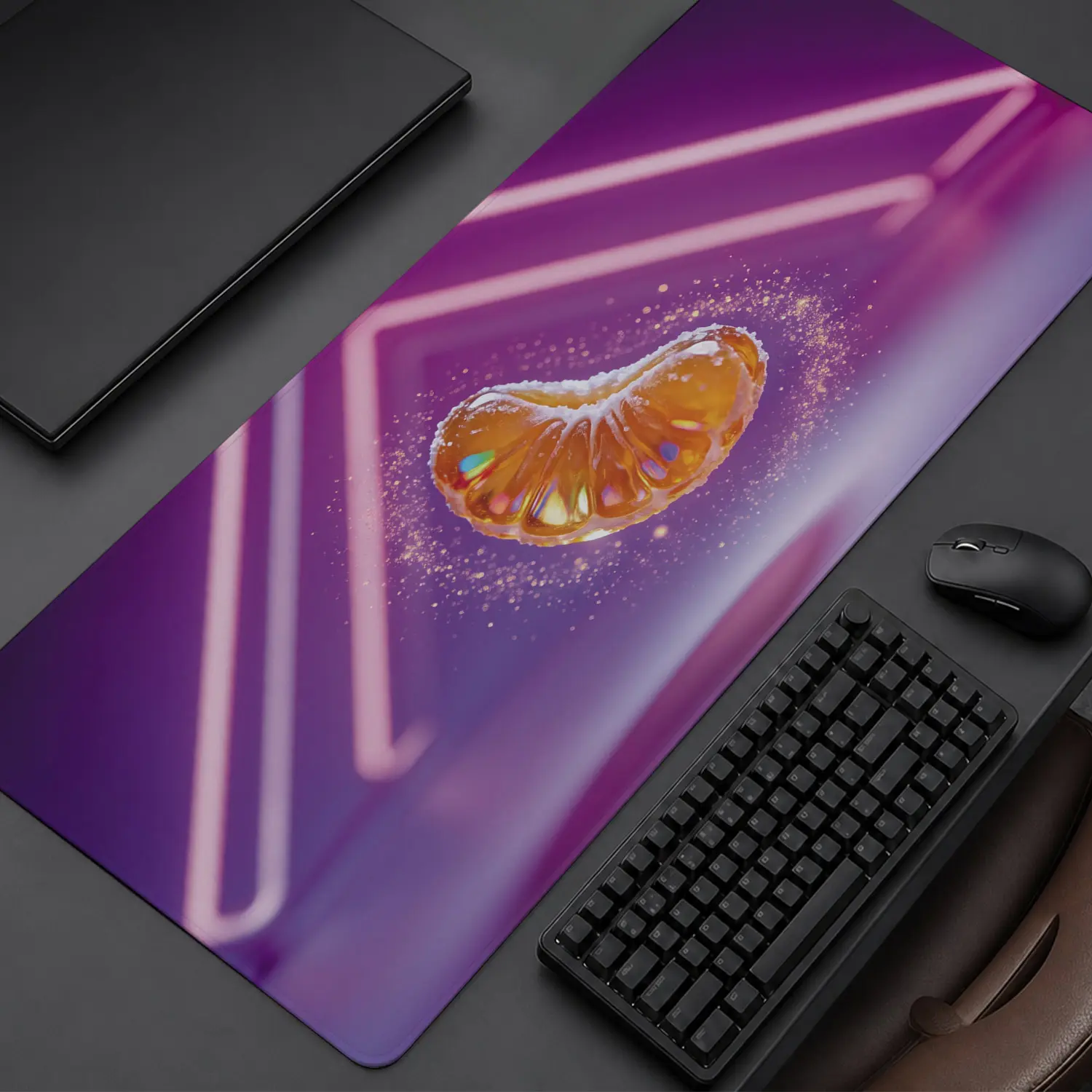 Extra Large neon orange fruit slice Mouse Pad,Non Slip Rubber Pad,Desktop Decoration Drotection Pad,Washable,Lock Edge Multi Size,Premium Multipurpose Mousepad For Office,Study,Gift for Family and Friends