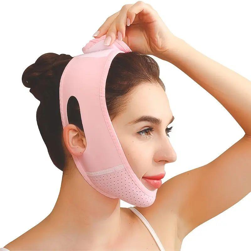 Reusable V-shaped Face Lifting Belt, Breathable Face Lift Band, Soothing & Comfy Facial Firming Strap, Face Bandage for Women & Men