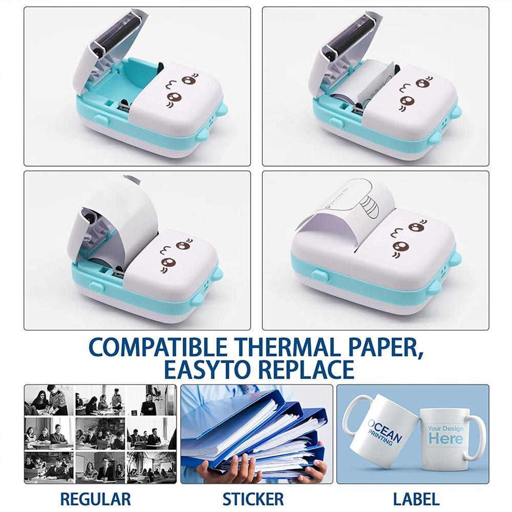 Portable Mini Thermal Printer, 1 Piece Rechargeable Wireless Photo Printer with 1 Roll Paper, Instant Photo Printer, Pocket Inkless Thermal Printer for Home Office School, Office Stationery & Supplies