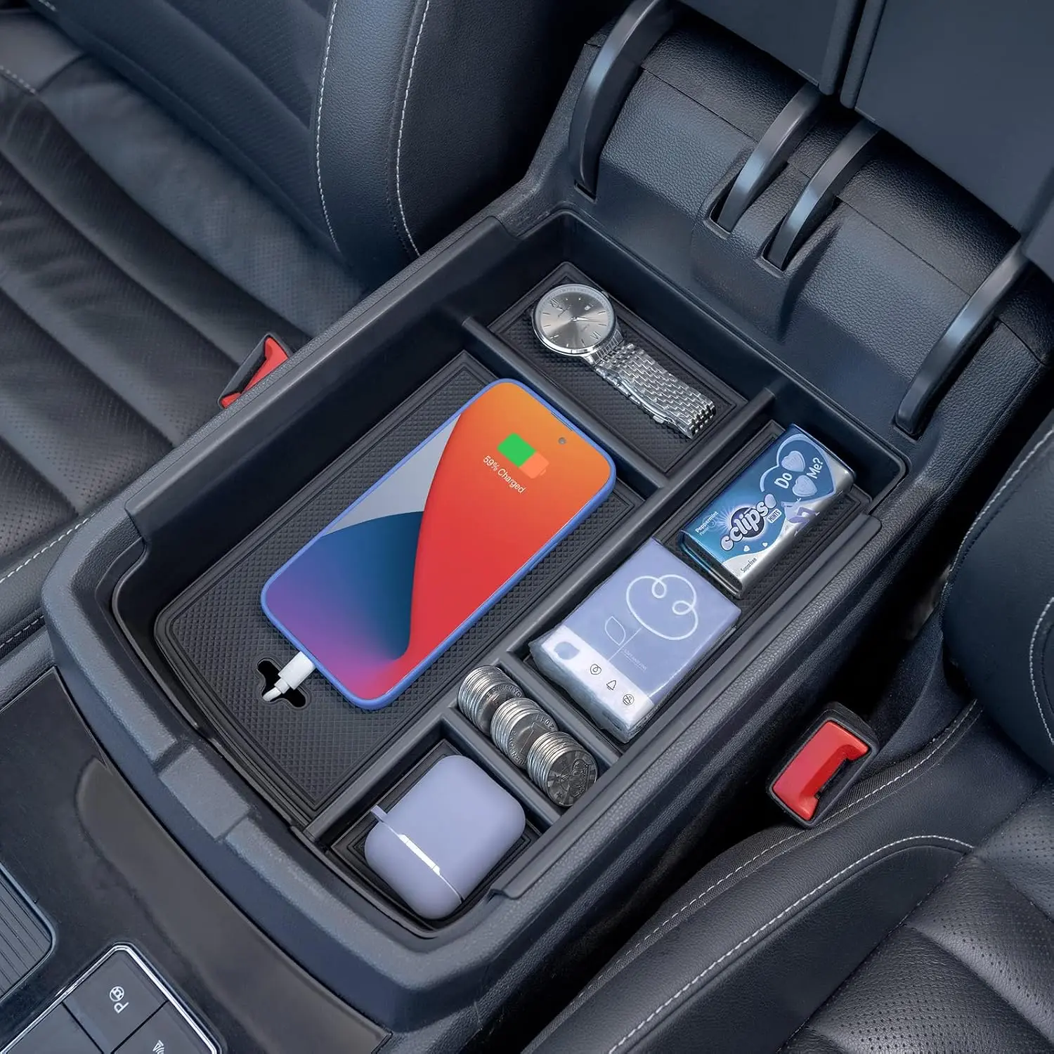 Center Console Tray Compatible with 2018-2023 VW /  , Armrest Organizer Storage Insert Interior Accessories, Won't Affect The Closing of The Lid (Doesn't Fit 2024)