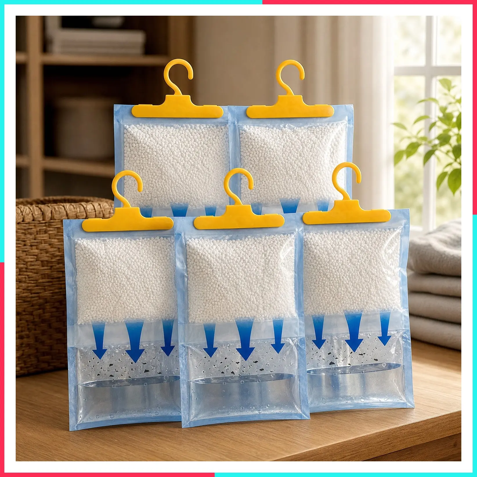 5 Pack 7 Oz Moisture Absorbers Dehumidifiers for Home, Basement, Bedroom - Small Dehumidifier