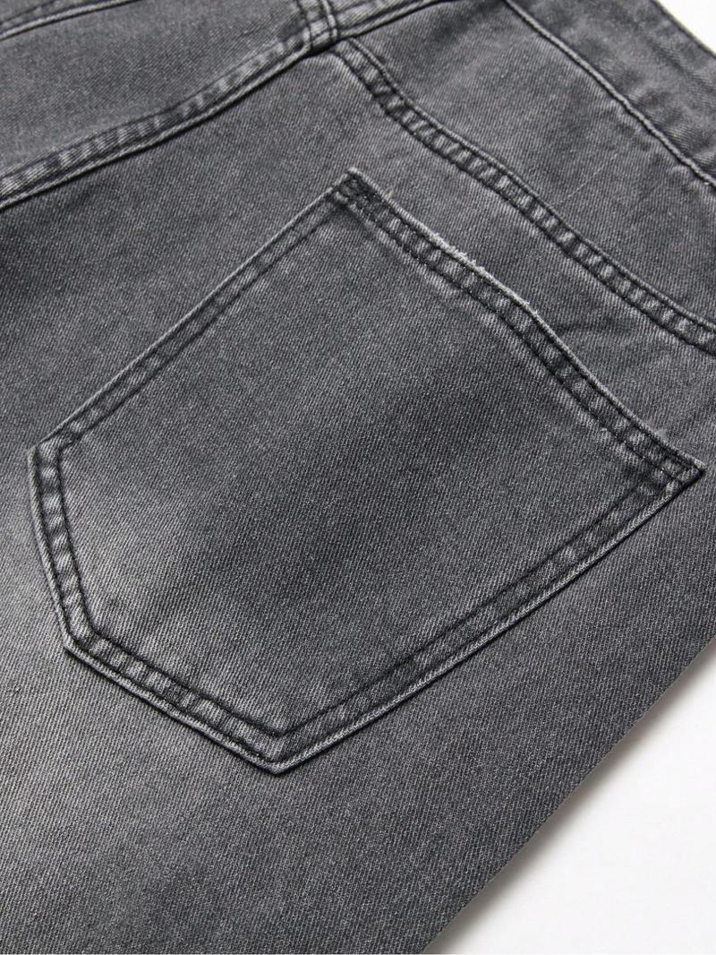 Men's Wide Leg Denim Shorts(Without Metal Chain), Denim Bermuda Shorts, Loose Street Fashion Casual Comfy Pocket Denim Shorts for Daily Wear, Woven Bottoms for All Seasons