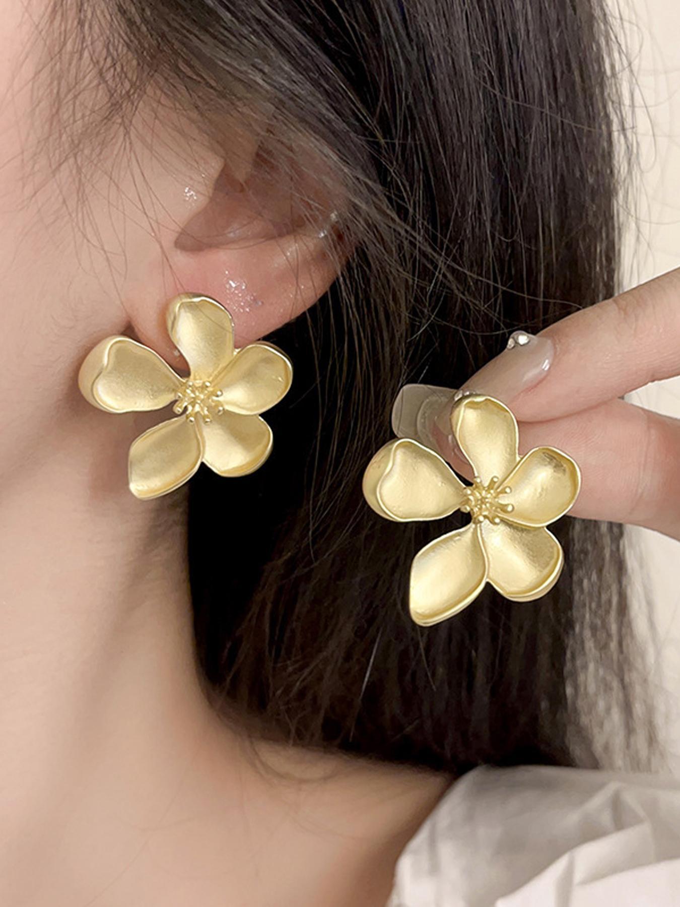 Vintage Flower Design Stud Earrings, High Quality Earrings, Fashionable Jewelry for Women, Daily Clothing Decor, Trendy All-match & Exquisite Jewelry for Birthday Gift