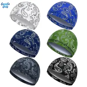 6PCS Paisley Skull Caps, Cooling Helmet Liners for Men & Women, Sweat-Wicking Breathable Beanies, Lightweight Head Wraps for Cycling, Motorcycling, Running, Sports & Outdoor Activities