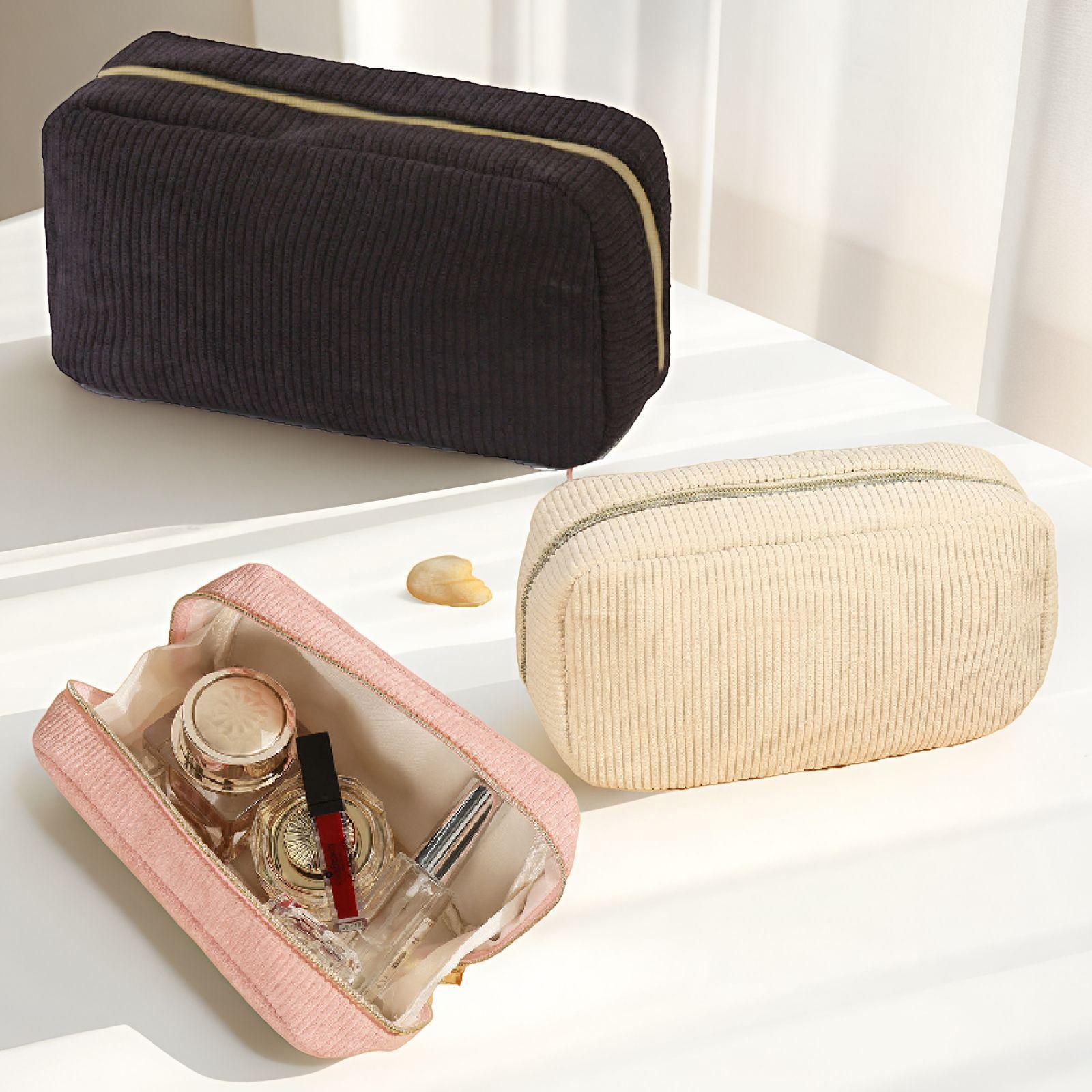 Large Capacity Cosmetic Organizer Bag, Fashion Flannel Storage Pouch, Portable Travel Case, Ideal for Stationery, Cosmetics, Chargers, Gifts