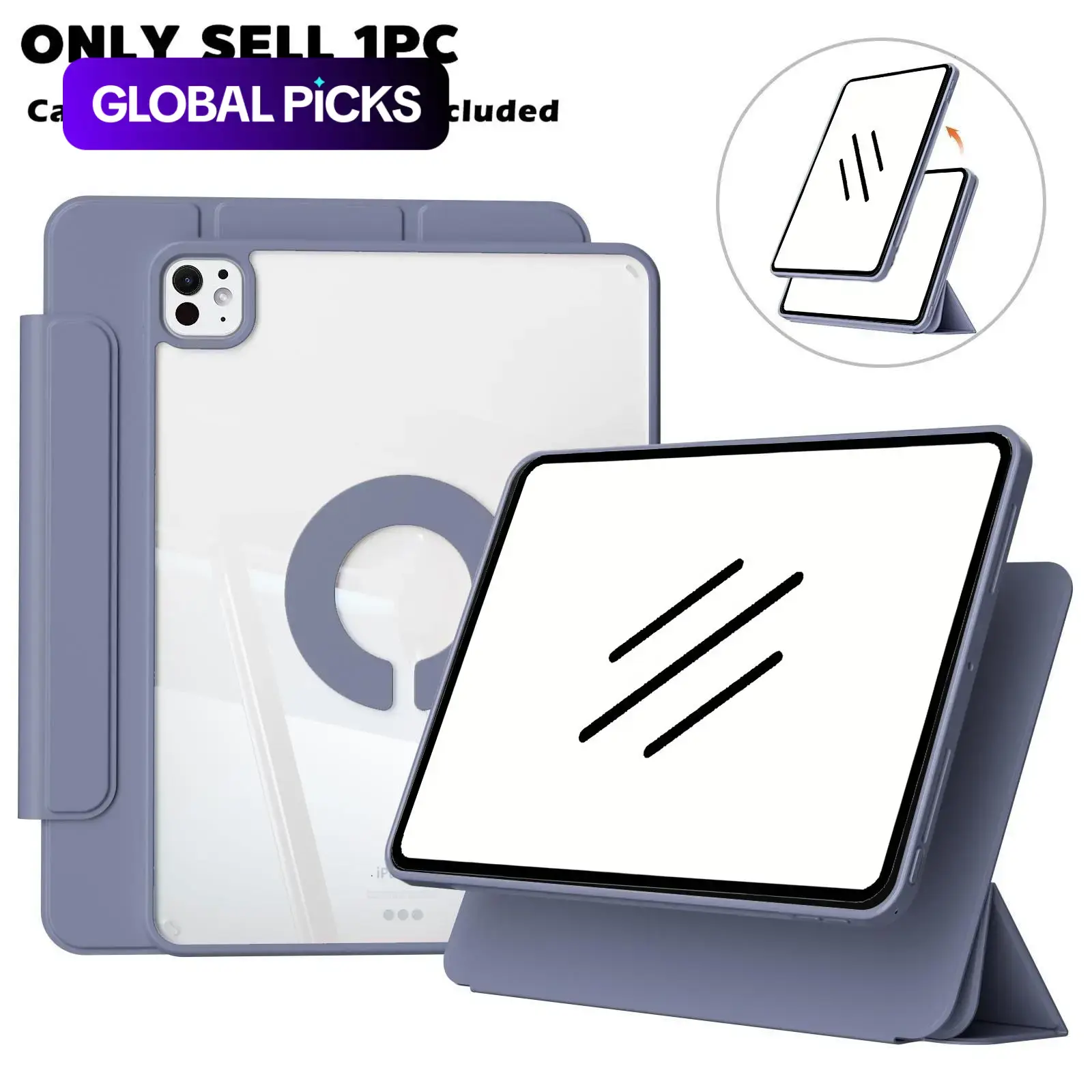 KENKE Magnetic Detachable Rotatable Tablet Case with Pencil Holder, Smart Tablet Case, Tablet Protective Flip Cover, Tablet Accessories Compatible with iPad Air Pro 11 inch M5 M2 M3 pro 13 M5 ipad 10th gen case 11th a16 mini 6/7 air 4 5 6 7 8