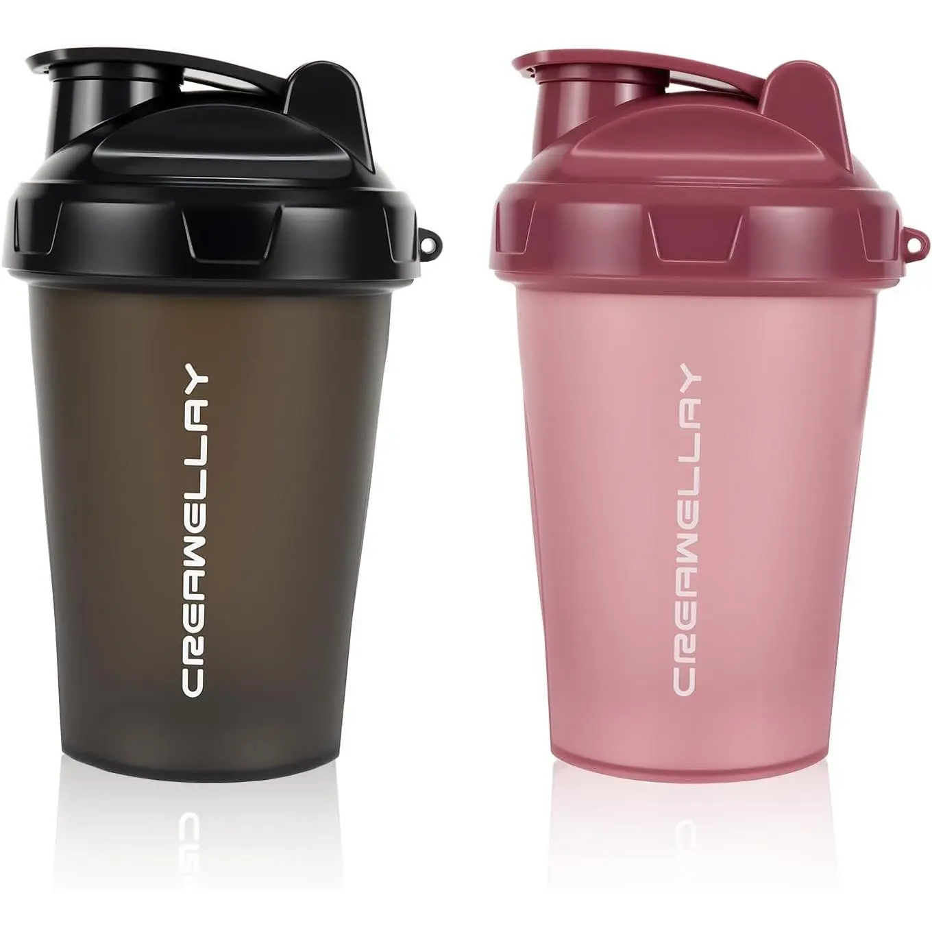 2 Pack Shaker Bottles for Protein Mixes, 17 oz Small Protein Shaker Bottle with Handle, Gym Shaker Cups with Blending Ball for Pre Workout, BPA-Free & Dishwasher Safe (Black, Pink)