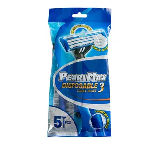 5-pack disposable barber straight razors with 3 blades - unisex hair cutting & shaving kit
