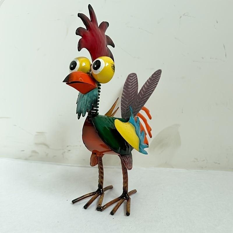 HQ Funny Chicken Decor Metal Statues Home Garden Farm Yard Decorations Creative Rooster Miniature Ornaments Home Figurines Decor