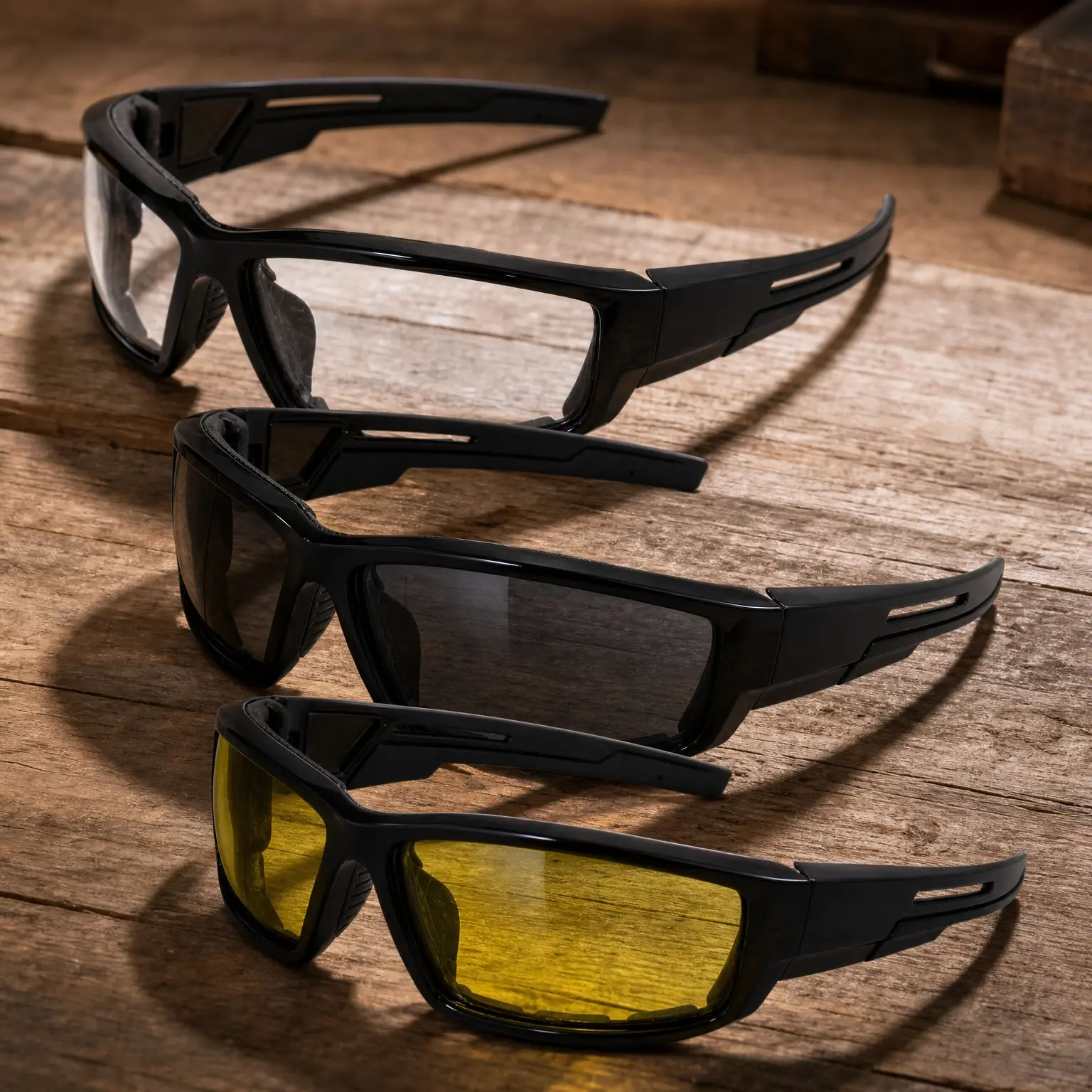 Sly Breathable Padded Motorcycle Safety Sunglasses ANSI Z87.1 Black Shades for Men & WomenGift