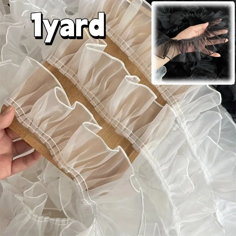1 Yard 7cm Wide Organza Lace, Lace Detailing, Elegant Lace Trim, 3D Pleated Accordion Fold Craft Supplies, Clothing Embellishment Trim Material