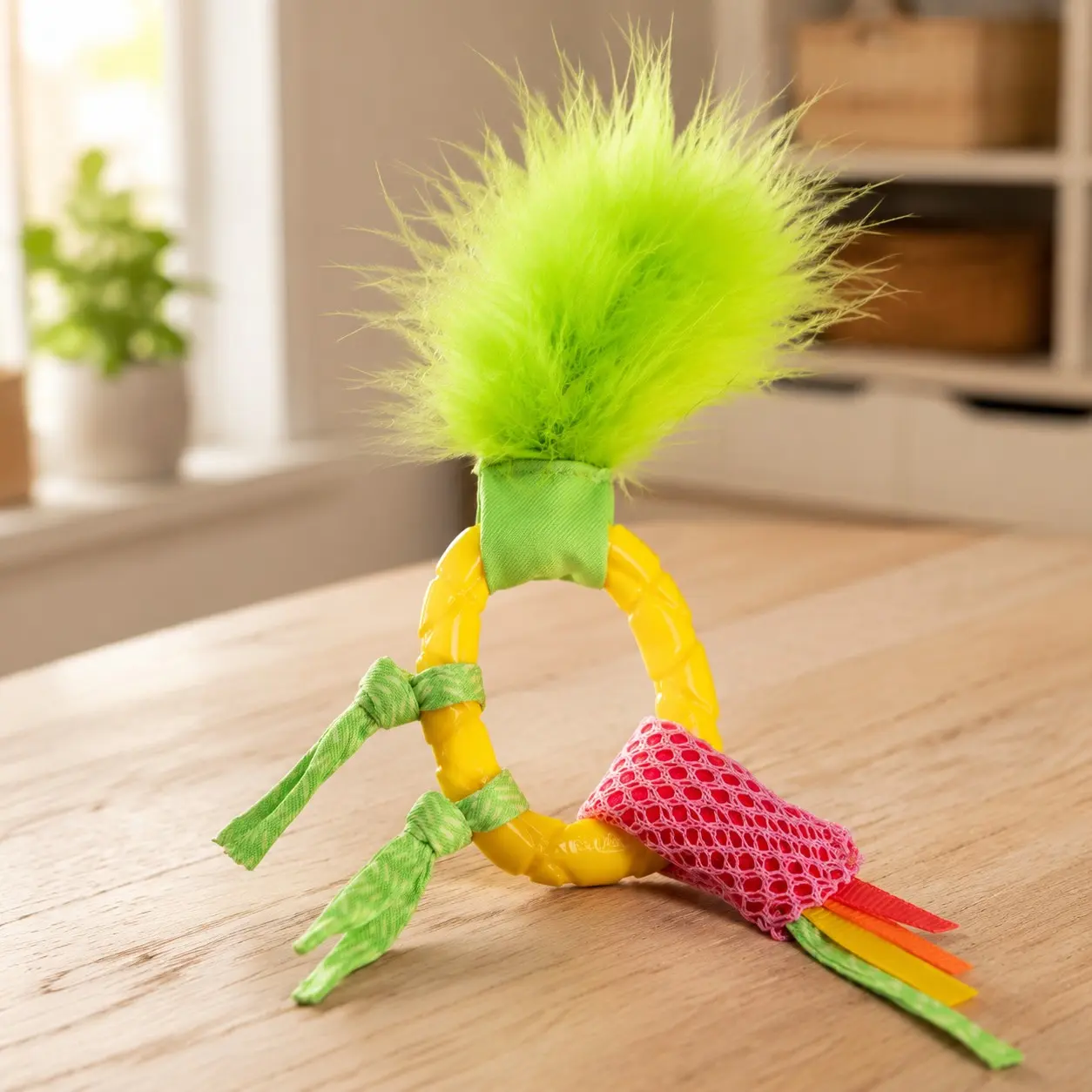 Dental Pineapple Teether for Cats and Kittens - Mesh Texture Textured Fabric Chew Toy - Catnip Oil Coated - Teething Relief Accessory