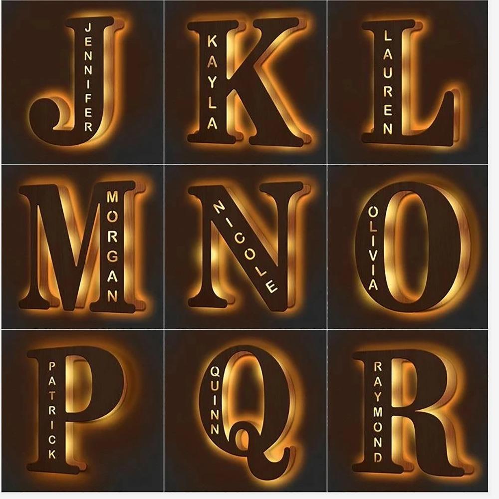 Custom Wooden LED Letter Lights, Personalized Name Night Light, Engraved Wood Wall Decor Lamp for Home & Gifts Custom Wooden LED Letter Lights, Personalized Name Night Light, Engraved Wood Wall Decor Lamp for Home & Gifts