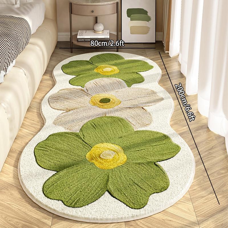 Special-Shaped Floral Plush Rug, Decorative Rug, Home Decor Rug, Soft Thick Non-Slip Carpet for Living Room, Bedroom, Dining Room or Kitchen Decor
