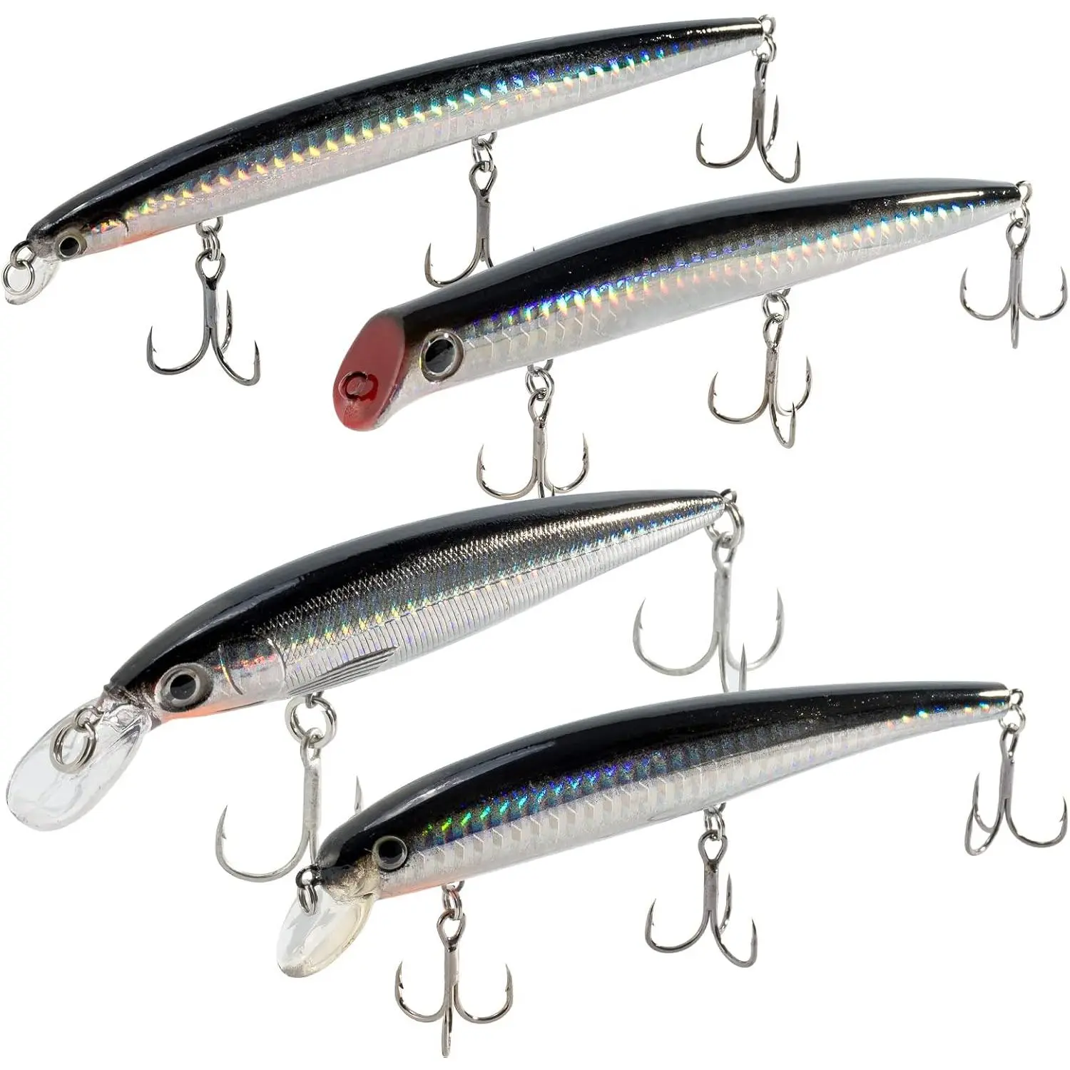 Saltwater Fishing Lures Kit 5" Surf Fishing Sriper Saltwater Minnow Lures Mustad Hooks Jerkbait Popper Plugs Inshore Offshore Mackerel Tarpon Barracuda