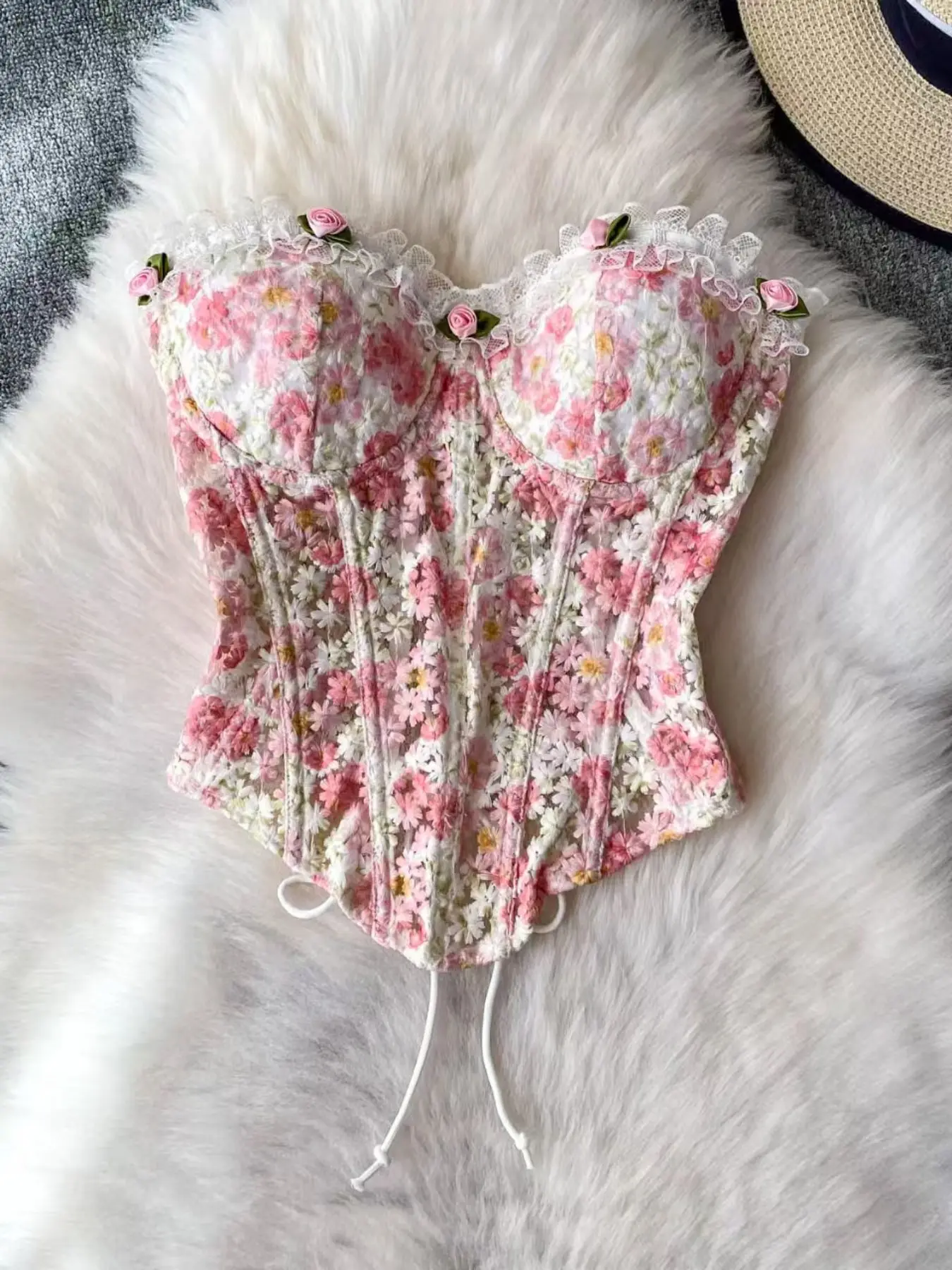 3D Rose Lace Bodycon Bra, Fishbone Shaping Bustier, Push-Up Underwire Design, Sexy Tight-Fitting Lingerie, Perfect for Daily Wear, Corset Garment