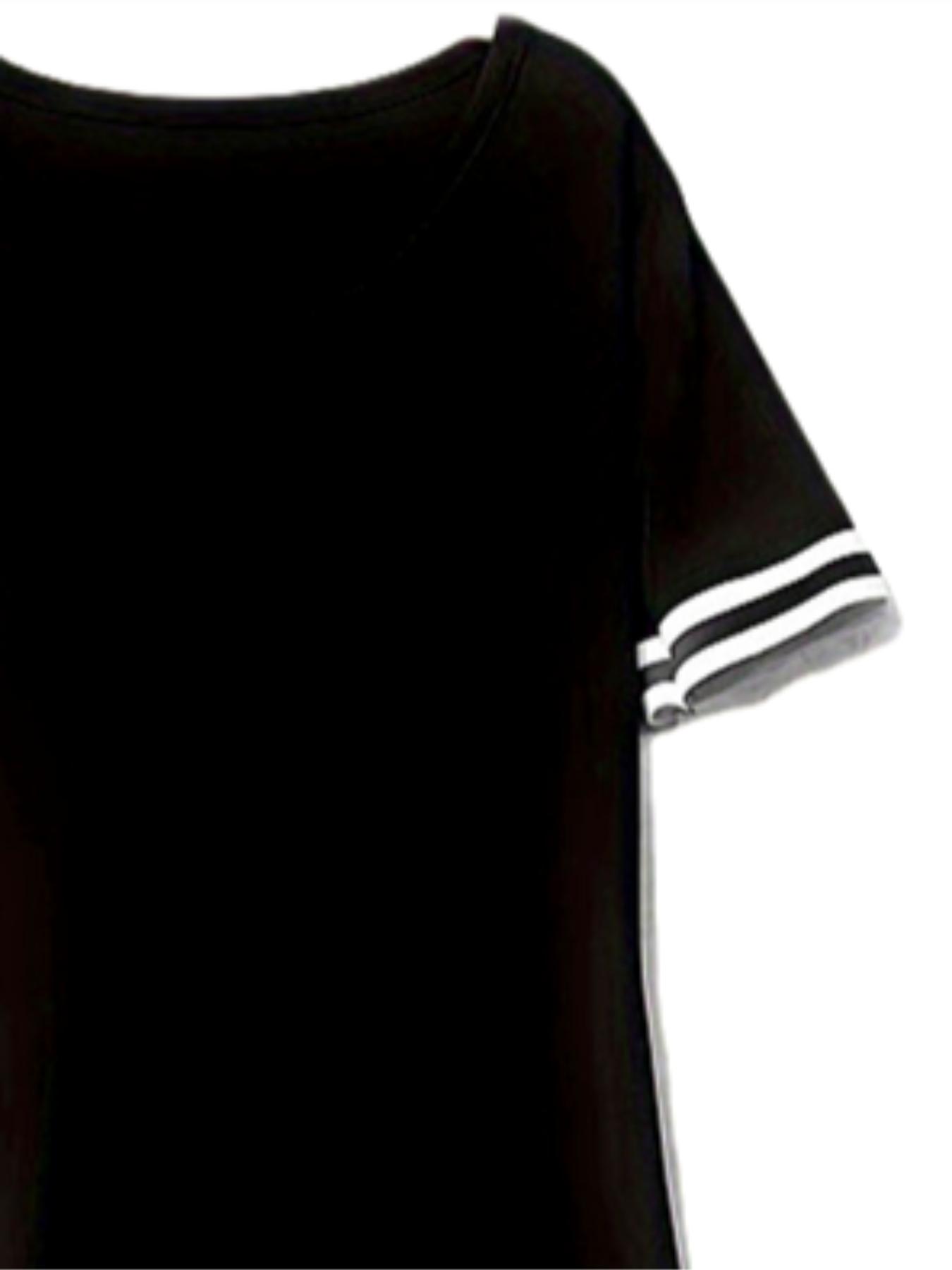 Women's Striped Side Split Thigh Bodycon Dress, Casual Short Sleeve Round Neck Midi Dress for Summer, Ladies Clothes for Daily Wear