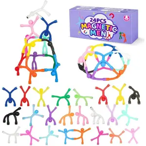 24Pcs Magnetic Travel Toys, Magnets Men for Kids, Sensory Fidget Toys Airplane Car Travel Essential, Magnetic People Birthday Stocking Stuffers Gifts Magnet Figures Fridge Desk Classroom Toys