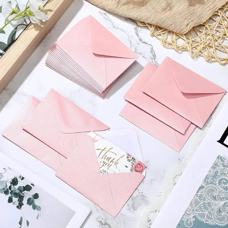 Sparkly Premium Valentine's Day Wedding Invitation Envelopes - Thick Pearl Cardstock, Multi-Use for Gift Cards, Business Cards, Postcards & Small Items Storage, Perfect for Weddings, Holidays, Office, School & Home